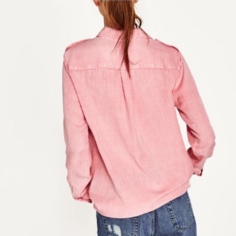 ZARA WOMAN The Army Shirt in Pink NWT - Picture 4 of 12